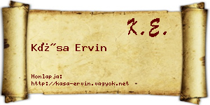 Kása Ervin névjegykártya