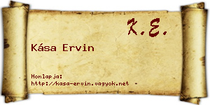 Kása Ervin névjegykártya